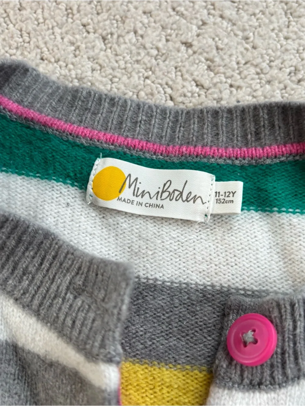 Mini Boden Girls' rainbow Striped wool blend cardigan sweater